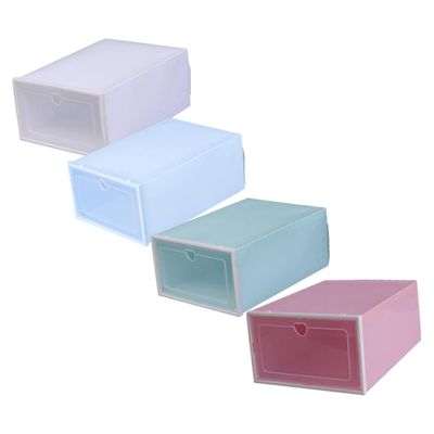 ABOOFAN 4pcs Large Capacity Shoe Boxes Storage Bin Stackable Shoe Bins Window Design Organizer