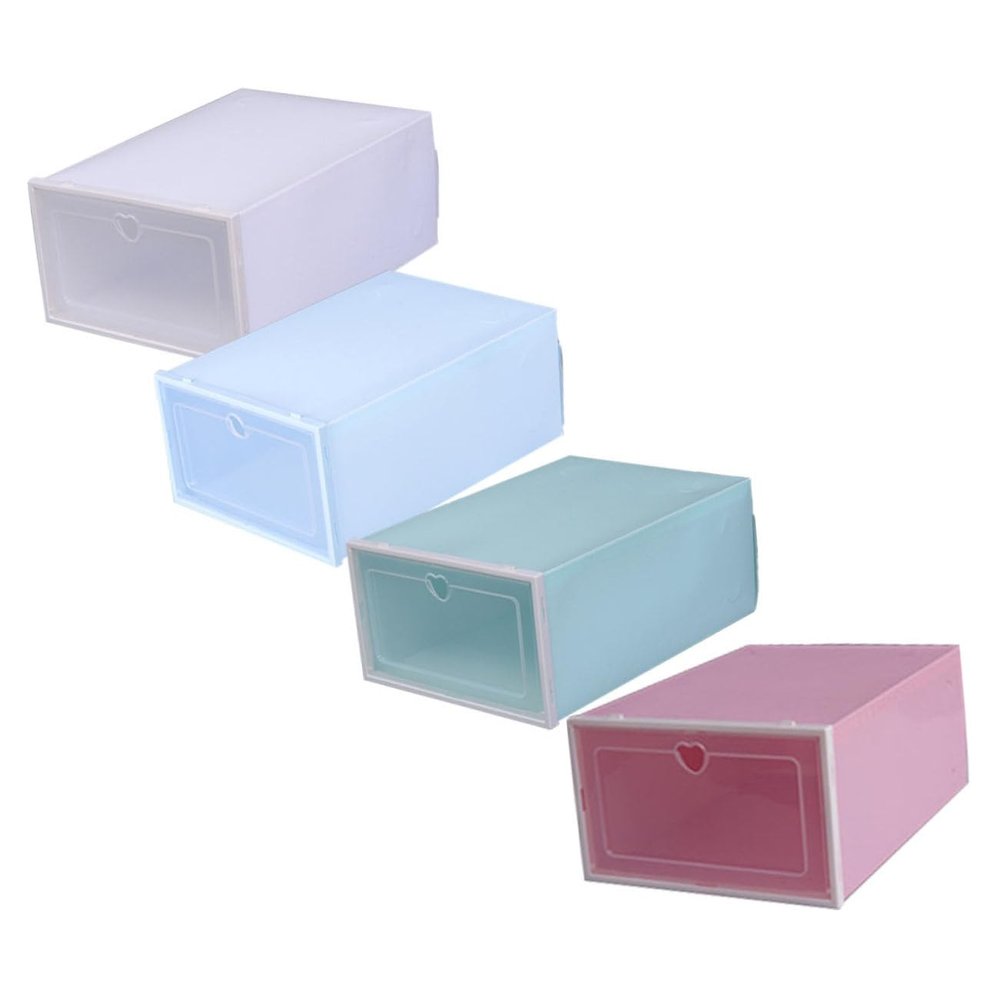 ABOOFAN 4pcs Large Capacity Shoe Boxes Storage Bin Stackable Shoe Bins Window Design Organizer