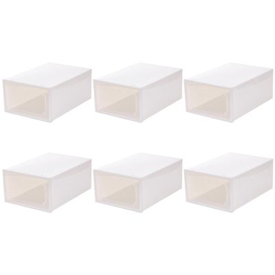 Ciieeo 6Pcs Transparent Creative Shoes Storage Box Drawer Type Organizer Space Saving Design and Easy to Clean for Home and Closet Organization