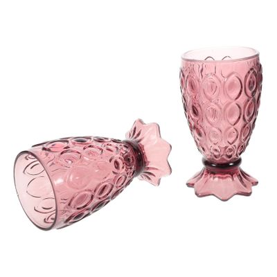 BESTOYARD 2pcs Embossed Glass Cups Pattern Vintage 231ml Beverage Glasses for Wine and Juice Drinking Mugs