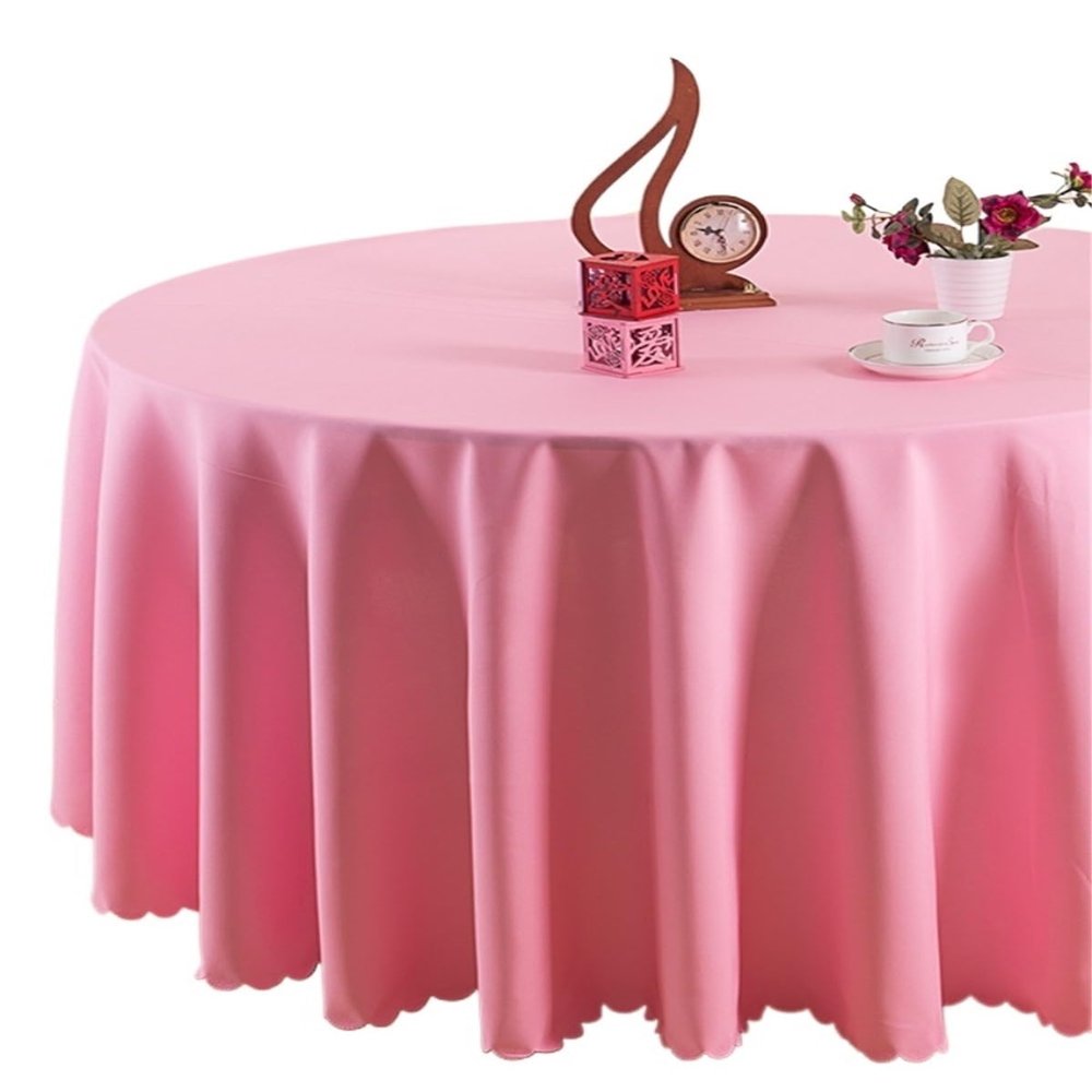 1PC Round Tablecloths for Wedding Decorative Dining Table Cover Birthday Banquet Decor Home Dining Table Cover(Pink,280cm Round)