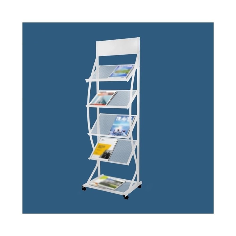 AEYSD-456 Magazine Rack Vertical Floor Newspaper Rack Brochure Storage Newspaper Storage Rack Office Furniture Newspaper Rack for Information Display(White)
