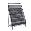 AEYSD-456 Magazine Rack Creative Newspaper Rack Office Foldable Storage Shelf Iron Magazine Rack Floor-Standing Brochure Display Stand Simple Bookshelf for Living Room for Information Display(Black) view 1
