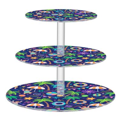 Neon Colored Summer Pool Party Clear Tray Waterproof Display Stand Dressing Room Bases para Cupcake