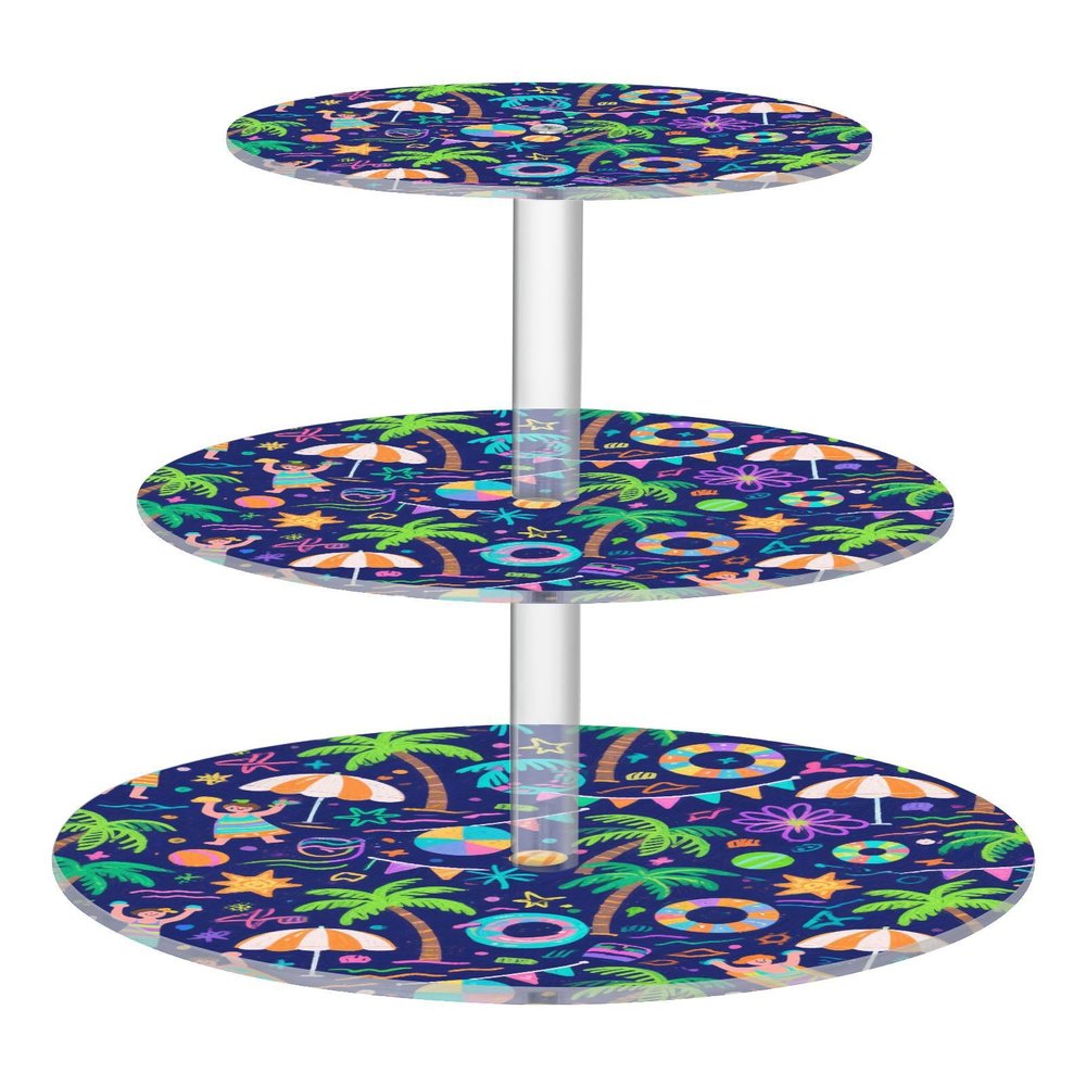 Neon Colored Summer Pool Party Clear Tray Waterproof Display Stand Dressing Room Bases para Cupcake