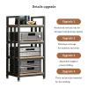 4-Tier Audio Rack - Multifunctional AV Media Stand, 50x40x100 cm, Entertainment Shelf for Gaming & Recording, Open Stereo Cabinet, Durable Steel Frame (White & Natural Finish) view 3