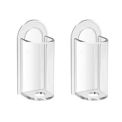 2 PCS Small Electric Toothbrush Holder for Bathroom, Self Adhesive Wall Mounted Toothbrush Holders, YITOBA Space-Saving Tooth Brush Organizer for Toothpaste, Facial Cleanser (Clear)