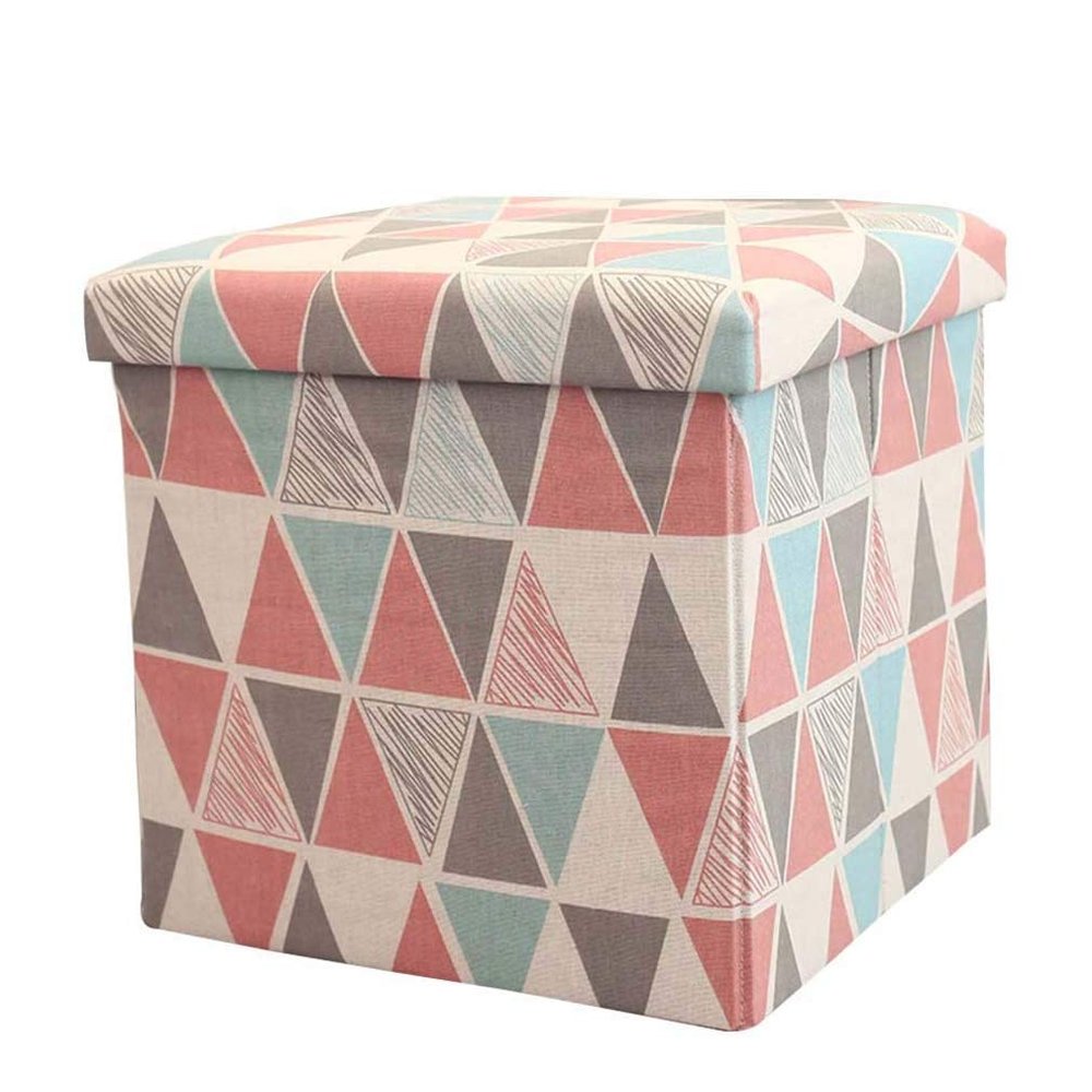 HGIYA Footstool Floding Pouf,Cube with Storage,Portable Cotton Linen,for Living Room