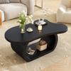 39.3'' Modern Cloud Coffee Table,Irregular End Table with 1.5'' Thick Top & Curved Legs,Unique Round Edge Accent Tables for Living Room, Apartment,or Office,Easy Assembly,Black view 1