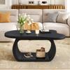 39.3'' Modern Cloud Coffee Table,Irregular End Table with 1.5'' Thick Top & Curved Legs,Unique Round Edge Accent Tables for Living Room, Apartment,or Office,Easy Assembly,Black view 3
