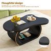 39.3'' Modern Cloud Coffee Table,Irregular End Table with 1.5'' Thick Top & Curved Legs,Unique Round Edge Accent Tables for Living Room, Apartment,or Office,Easy Assembly,Black view 4