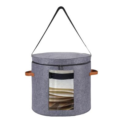 Hat Storage Case - Folding Brim Organizer, Round Cap Container | Zippered Travel Bag, Clear Top Lid Window, Lightweight Structured Box With Handles For Cowboy Hats Sheets Closet Blanket Storage