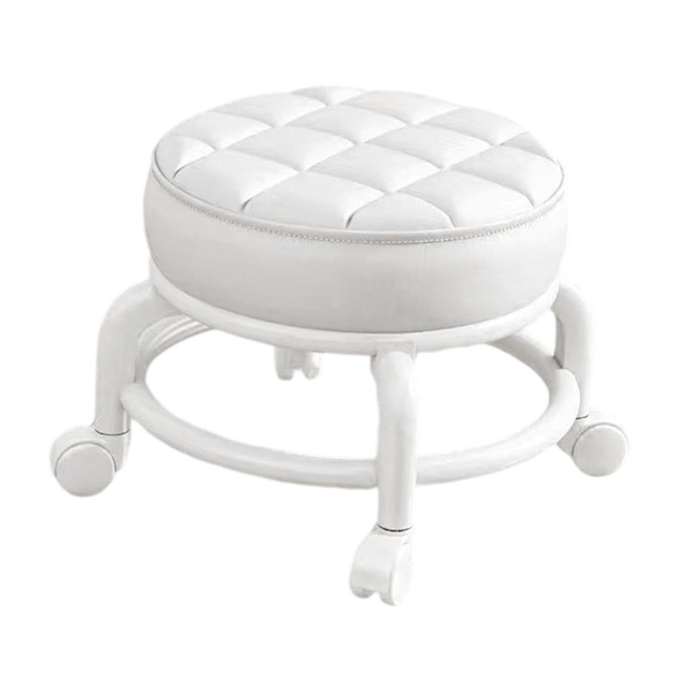 HRYUBTC 360 Rotating Low Roller Seat Stool Lazy Housework Stool Swivel Chair for Living Room Gray(White)