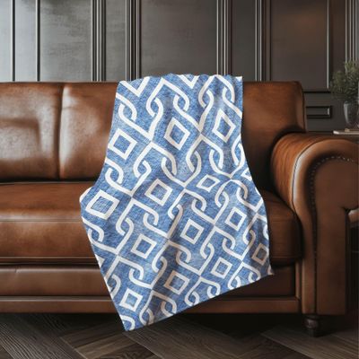 Addison Rugs ASB621 Blue 50" x 70" Oversized Sherpa Throw Blanket, Machine Washable