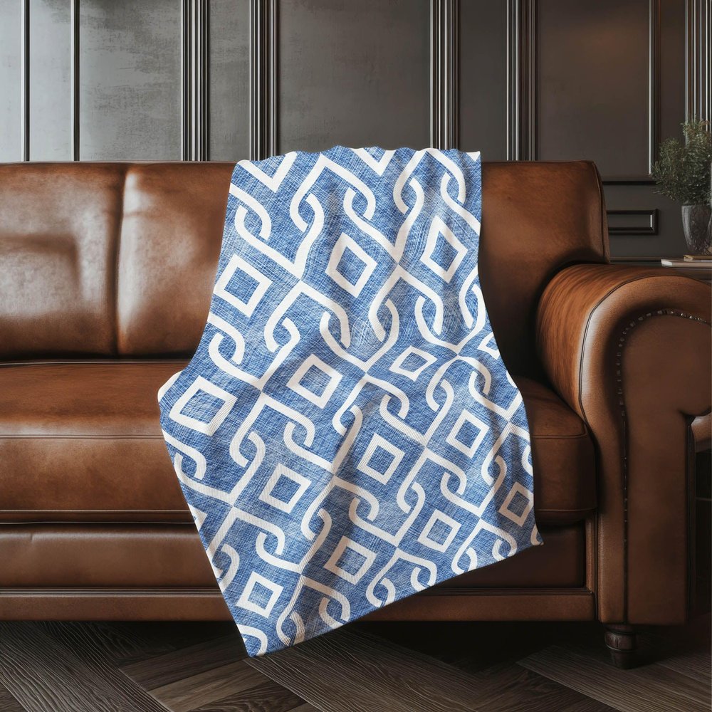 Addison Rugs ASB621 Blue 50" x 70" Oversized Sherpa Throw Blanket, Machine Washable