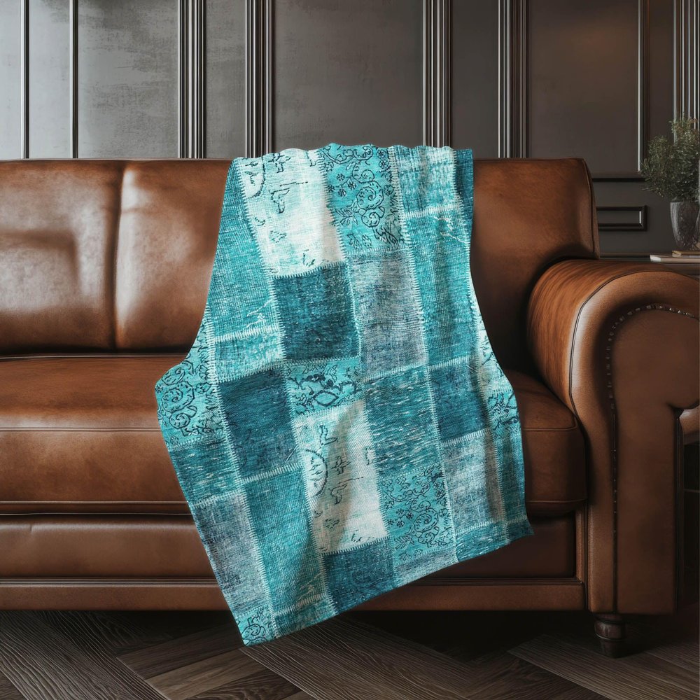 Addison Rugs ASB631 Teal 50" x 70" Oversized Sherpa Throw Blanket, Machine Washable