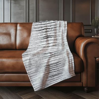Addison Rugs ASB604 Silver 50" x 70" Oversized Sherpa Throw Blanket, Machine Washable