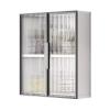 Over Toilet Wall Cabinet Bathroom Cabinet Wall Mounted Aluminum Alloy No Drilling Required with Handle Closed Design Kitchen, Living Room(A,50 * 22 * 60cm) view 1