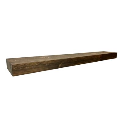 Modern Timber Craft Reclaimed Wood Fireplace Mantel Shelf | Solid Rustic American Barnwood with Steel Floating Shelf Brackets | 2.75" Thickness | 72" L x 8" D, Jacobean, Planed and Sanded
