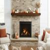 Modern Timber Craft Reclaimed Wood Fireplace Mantel Shelf | Solid Rustic American Barnwood with Steel Floating Shelf Brackets | 2.75" Thickness | 72" L x 8" D, Jacobean, Planed and Sanded view 2