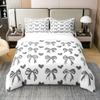 100% Cotton Bowknot Comforter Cover King Size, Love Heart Bedding Set for Kids Girls Lady Children Teens Women Bedroom, Girly Princess Bow Duvet Cover Bow Knot Kawaii Decor Quilt Cover,Grey White view 1
