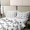 100% Cotton Bowknot Comforter Cover King Size, Love Heart Bedding Set for Kids Girls Lady Children Teens Women Bedroom, Girly Princess Bow Duvet Cover Bow Knot Kawaii Decor Quilt Cover,Grey White view 4