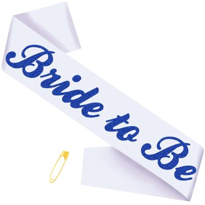 JXYCBZYing White Blue Bride to Be Sash for Bridal Shower Bachelorette Party Wedding Hen Party Decorations Engagement Gifts Jokes and Favors, Miss to Mrs Sash, Future Bridal Engagement Gifts