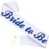 JXYCBZYing White Blue Bride to Be Sash for Bridal Shower Bachelorette Party Wedding Hen Party Decorations Engagement Gifts Jokes and Favors, Miss to Mrs Sash, Future Bridal Engagement Gifts view 1