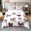 100% Cotton Bowknot Comforter Cover Twin Size, Bow Knot Bedding Set for Kids Girls Lady Teens Women Bedroom Decor, Butterfly Knot Princes Duvet Cover Girly Bow Kawaii Decor Bedspread Cover 2 Piece view 1