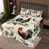 Erosebridal Cock Coverlet Set King Size Rooster Bedspread for Kids Girls Boys Peony Floral Branches Rustic Farmhouse Beige Yellow Quilted Coverlet Soft Luxury Quilted view 1