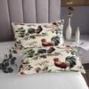 Erosebridal Cock Coverlet Set King Size Rooster Bedspread for Kids Girls Boys Peony Floral Branches Rustic Farmhouse Beige Yellow Quilted Coverlet Soft Luxury Quilted view 4