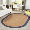 Hand Braided Woven Jute Area Rug Bohemian Style Natural Fiber Rug Eco Friendly Durable Briad Rug Ideal for Kitchen, Dining Room, Entryway, (3' x 5' Oval / 90 cm x 150 cm) view 1