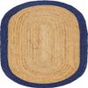 Hand Braided Woven Jute Area Rug Bohemian Style Natural Fiber Rug Eco Friendly Durable Briad Rug Ideal for Kitchen, Dining Room, Entryway, (3' x 5' Oval / 90 cm x 150 cm) view 2