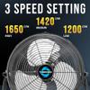Tornado 12 Inch High Velocity Cooling Floor Fan, 3-Speed Industrial Powerful Metal Floor Fan for Commercial and Home Spaces, 120Tilt, 6.0 FT Cord, Black view 3