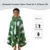 VOOVA & MOVAS Kids Hooded Bath Towels (3-10Years,30"x54"),100% Cotton Thick Absorbent Soft Towel Wrap for Toddler Boys,Perfect for Bathroom | Pool | Beach | Swimming, Jacquard Green Dinosaur view 3