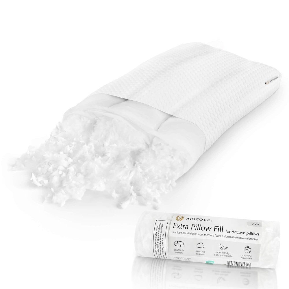 Aricove Bed Pillow for Sleeping, Side Sleeper Pillow for Adults, Queen Size, Adjustable Firm Memory Foam & Soft Microfiber Fill, Neck and Shoulder Support