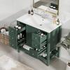Merax 36" Bathroom Vanity with Ceramic Sink Top Set, Multi-Functional Storage Cabinet with Adjustable Shelf and Open Space, Soft-Closing Door, Solid Wood Frame, Green view 1