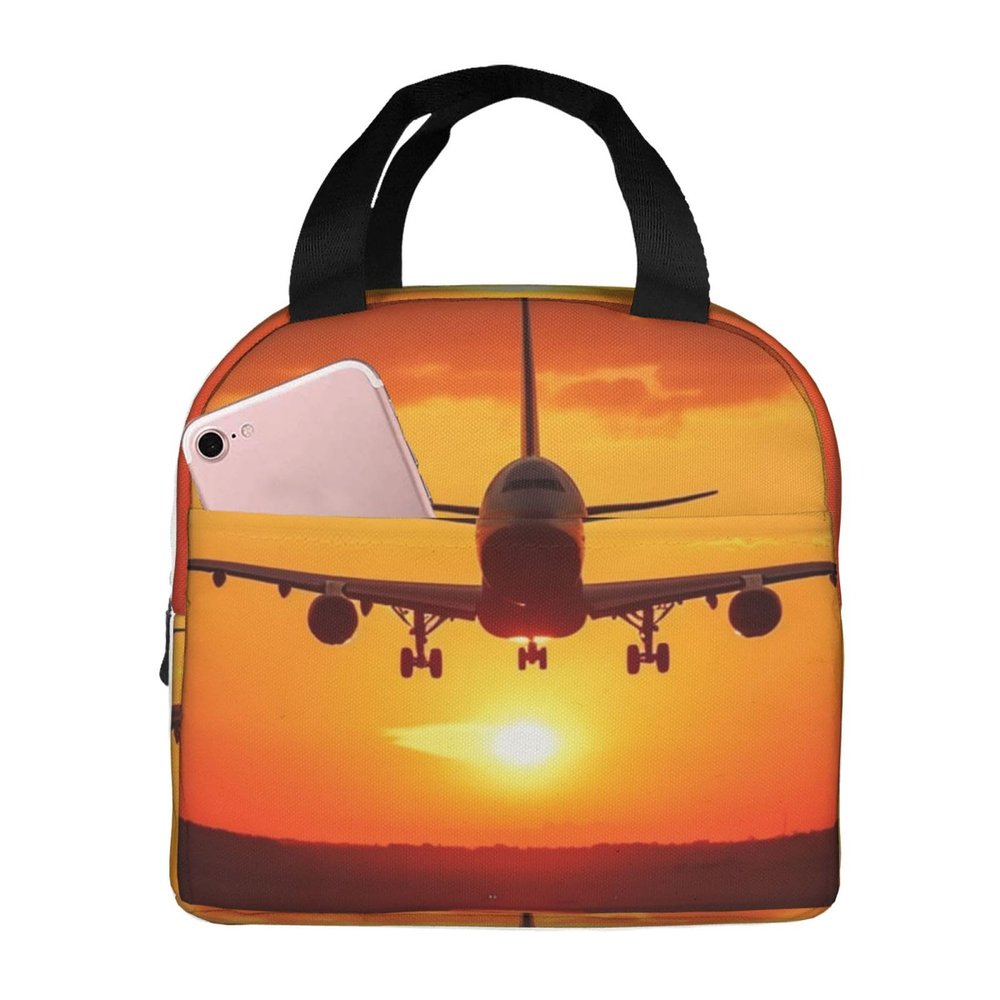 NBCCDVSH Insulated Lunch Bag Airplane sunset Lunch Box for Women Men Reusable Leakproof Lunch Cooler Tote Bag for Picnic Work
