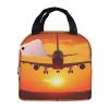 NBCCDVSH Insulated Lunch Bag Airplane sunset Lunch Box for Women Men Reusable Leakproof Lunch Cooler Tote Bag for Picnic Work view 1