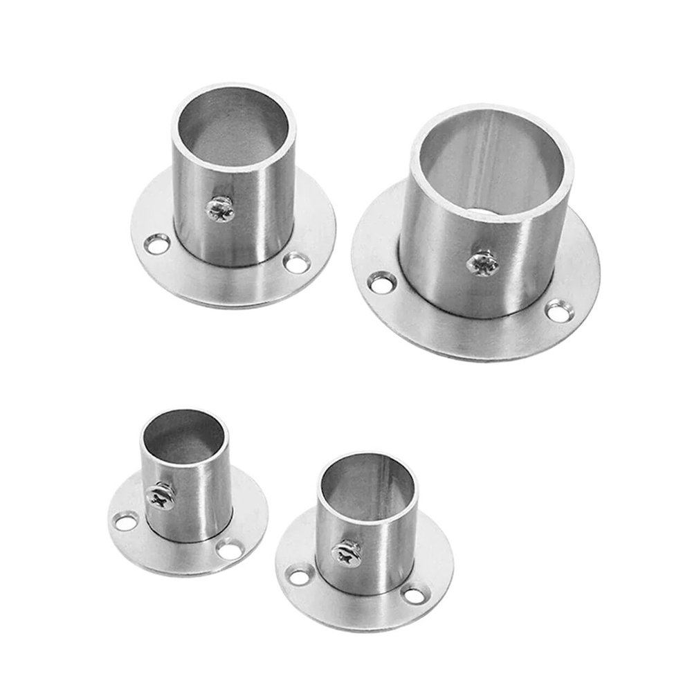 Kondari Flange Bracket Stainless Steel Wardrobe Rail with Tube Support Closet Bar End Stand 19mm 22mm 25mm 32mm Diameter Options(22mm)