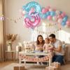 40 Inch Pink Blue Number 3 Balloon, Large Gradient Pink Blue Mylar Foil Number Balloons 0-9, Pastel Starry 3 Helium Balloons for Girls, Baby Shower Photo Shoot, Party Anniversary Supplies Decorations view 2