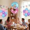 40 Inch Pink Blue Number 3 Balloon, Large Gradient Pink Blue Mylar Foil Number Balloons 0-9, Pastel Starry 3 Helium Balloons for Girls, Baby Shower Photo Shoot, Party Anniversary Supplies Decorations view 3