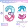 40 Inch Pink Blue Number 3 Balloon, Large Gradient Pink Blue Mylar Foil Number Balloons 0-9, Pastel Starry 3 Helium Balloons for Girls, Baby Shower Photo Shoot, Party Anniversary Supplies Decorations view 4