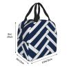 NBCCDVSH Insulated Lunch Bag Blue and white line Lunch Box for Women Men Reusable Leakproof Lunch Cooler Tote Bag for Picnic Work view 2