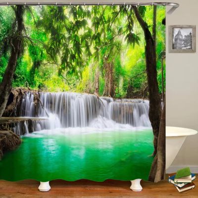 ZTKHZY Nature Forest Landscape Shower Curtains Waterproof Bathroom Curtain Frabic Waterproof Polyester Scenery Bath Curtain Hooks 51x87in-130x220cm/WxH