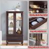 TRJQBCC 51" H Lighted Curio Display Cabinet with 2 Doors & 1 Drawer, Wooden Glass Curio Showcase w/Adjustable Shelves & Mirrored Back Panel, Storage Cabinet Display Case for Living Room(Dark Cherry) view 3