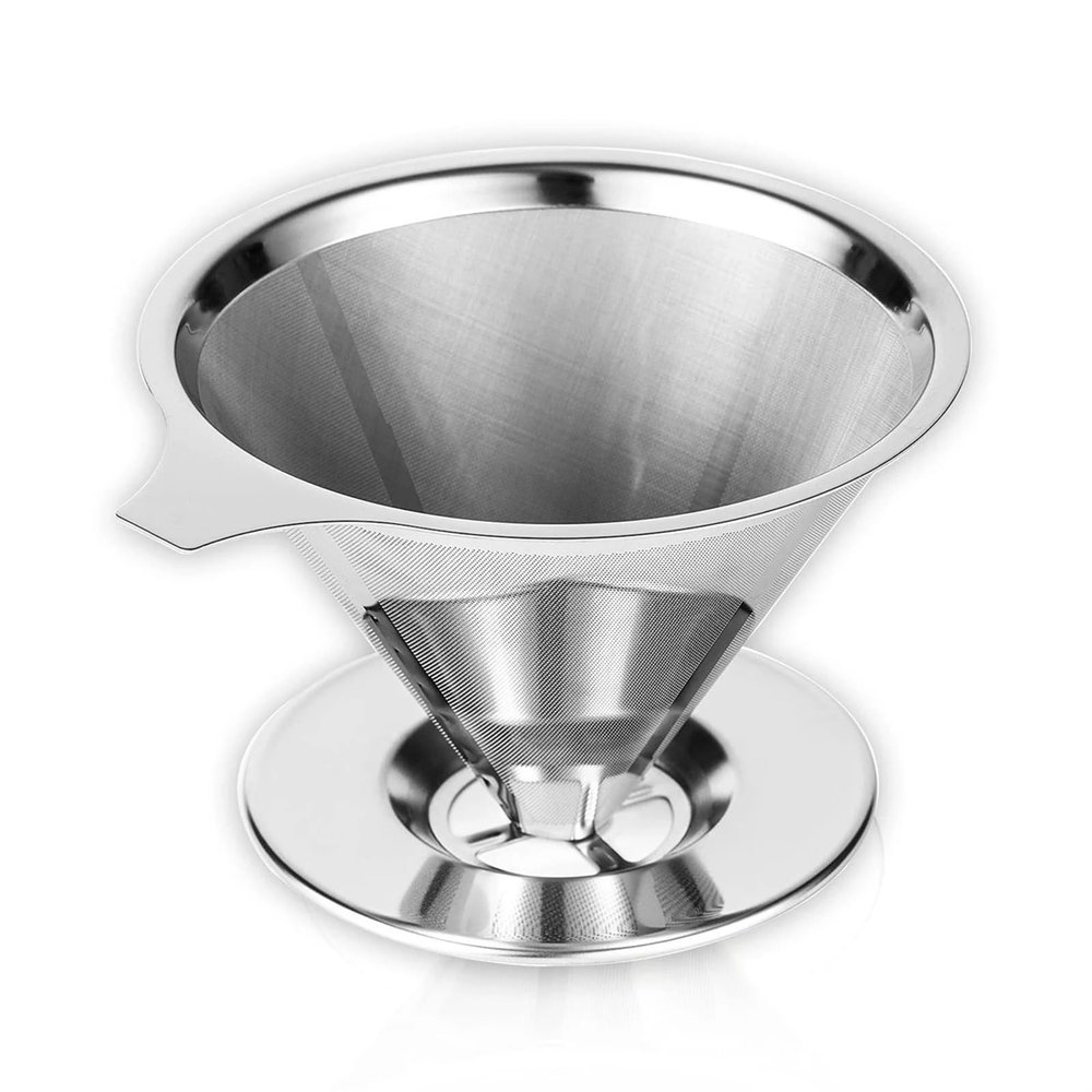 WQRETFYP Pour Over Coffee Dripper, Paperless Reusable Stainless Steel Coffee Filter, Pour Over Coffee Maker for Single Cup Brew(Silver)
