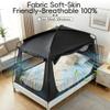 Indoor Sleep Twin Size Bed Tent for Adults Kids, Blackout 90% Privacy Canopy Tents with Breathable 100% Mesh Windows, Light Blocking 3 Door Bed Canopy Tent, Black view 4