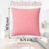 1pc Minimalist Solid Pillow Covers - Premium Cotton Linen Blend 15x15 Inches, Decorative Throw Pillow Cases for Sofa & Bed (Orange) - Hidden Zipper Closure view 2