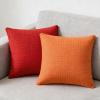 1pc Minimalist Solid Pillow Covers - Premium Cotton Linen Blend 15x15 Inches, Decorative Throw Pillow Cases for Sofa & Bed (Orange) - Hidden Zipper Closure view 4
